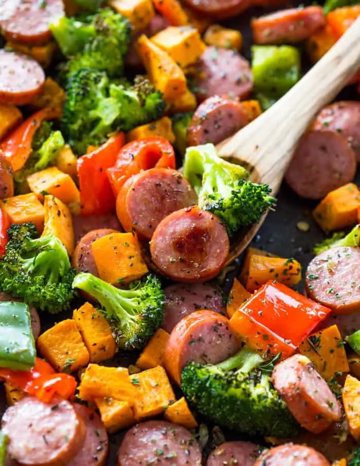 Healthy 20 Minute Sheet Pan Sausage and Veggies