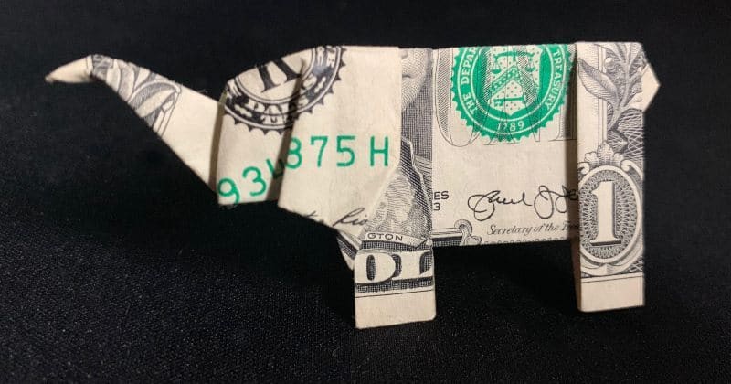 Dollar Bill Origami Elephant