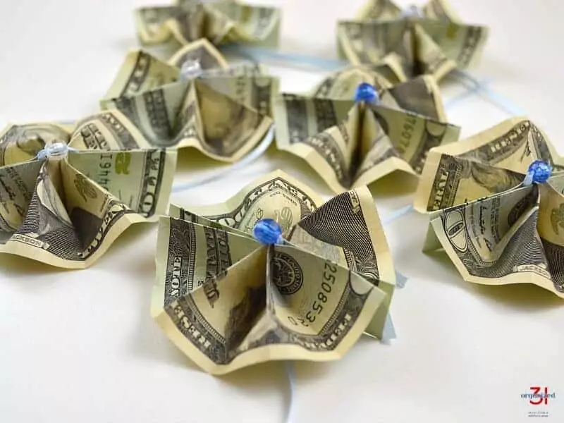 DIY money origami flowers