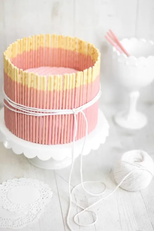 Pink Vanilla Pocky Stick Cake