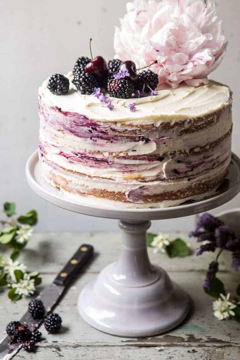 Blackberry Lavender Naked Cake with White Chocolate Buttercream 6 768x1152 1