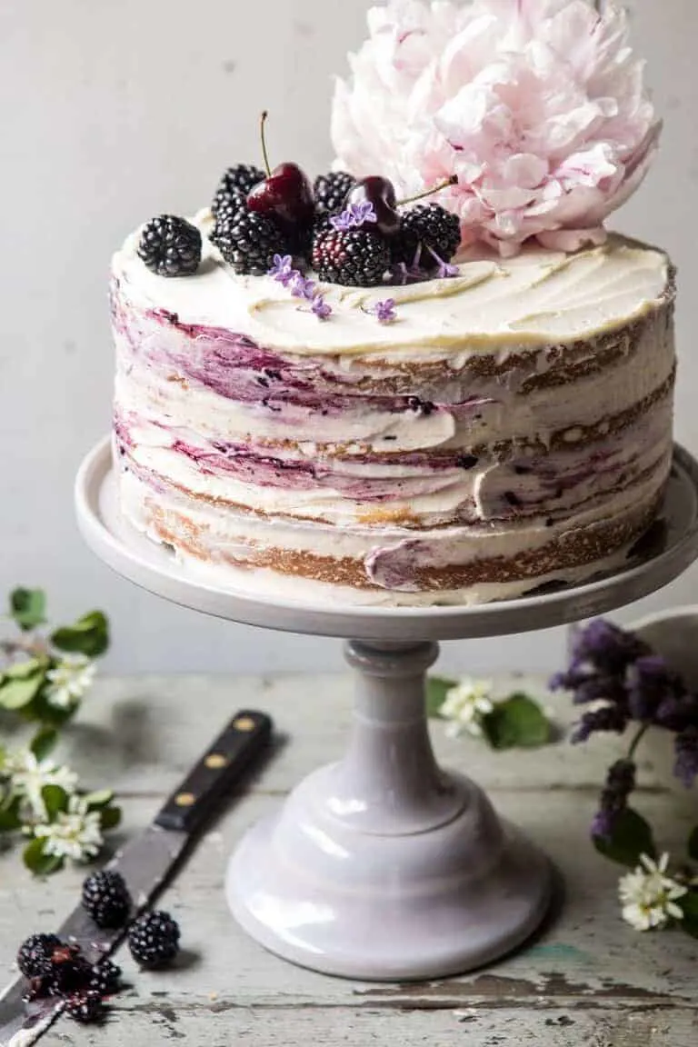 Blackberry Lavender Naked Cake with White Chocolate Buttercream 6 768x1152 1