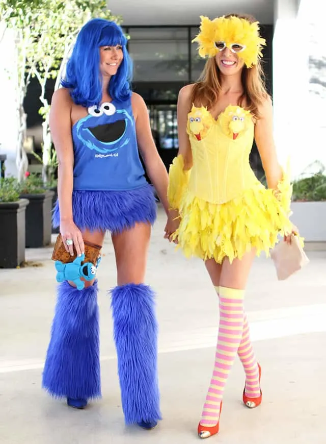 Sydne Style DIY Halloween costume ideas blogger fashion style sesame street big bird cookie monster couples costume ideas friends blue yellow