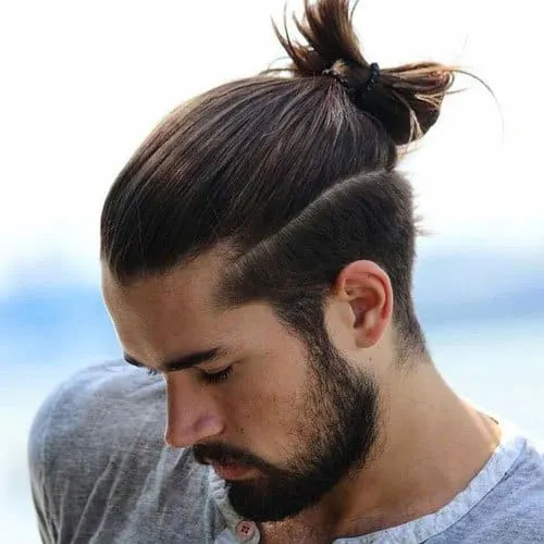 low fade half ponytail