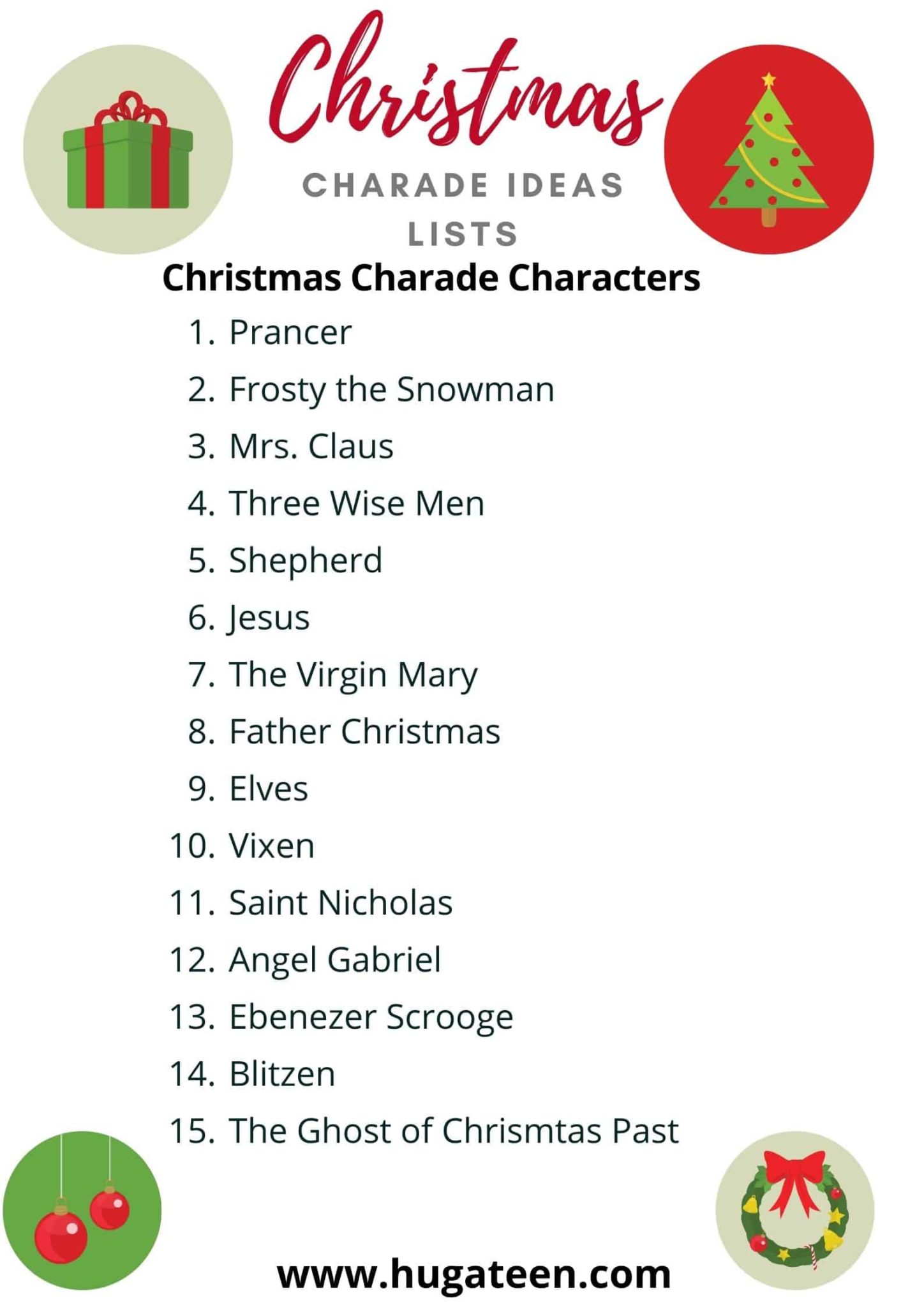 Ultimate List Of Christmas Charades Ideas (Free Printable)
