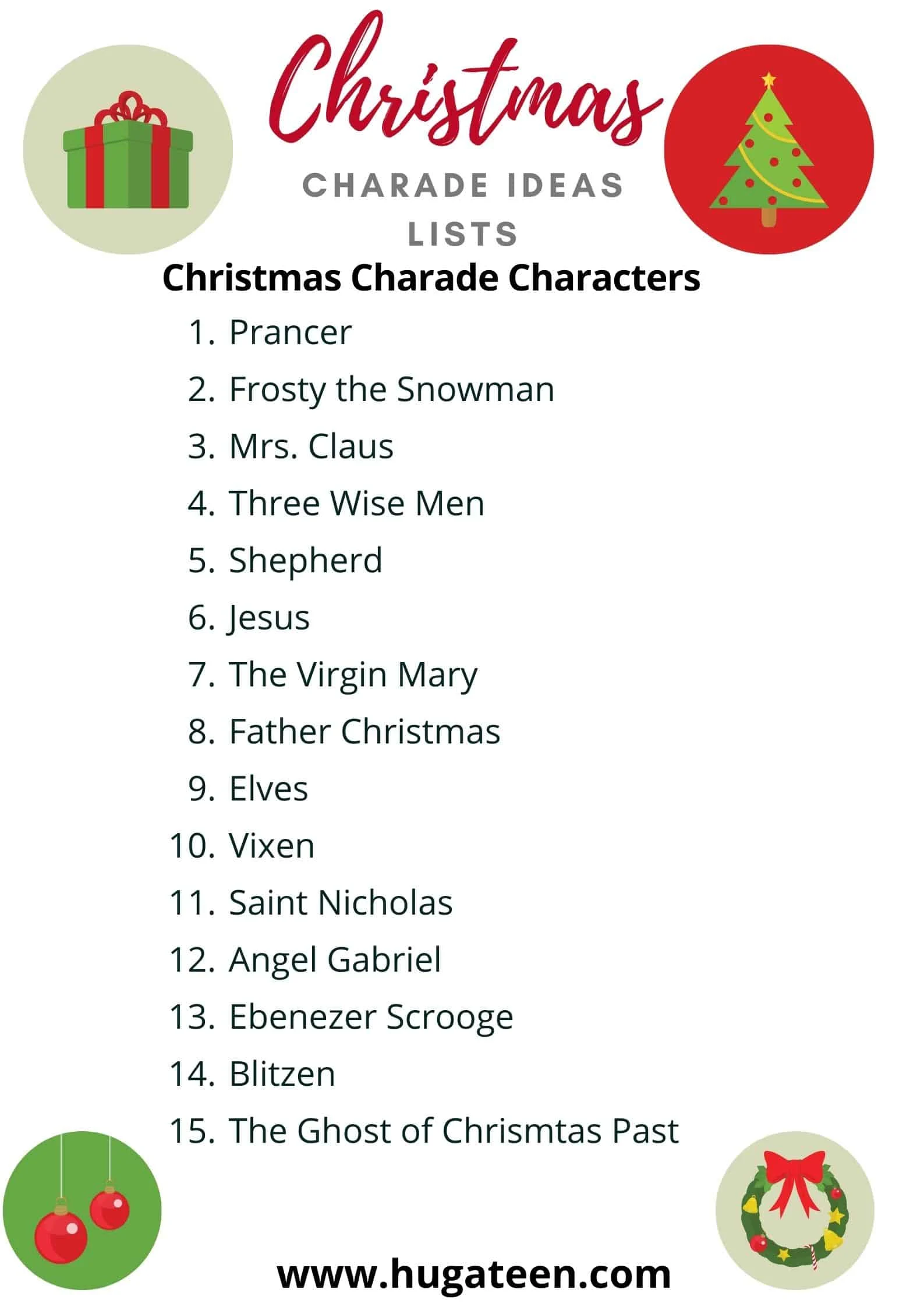 Christmas Charade Characters