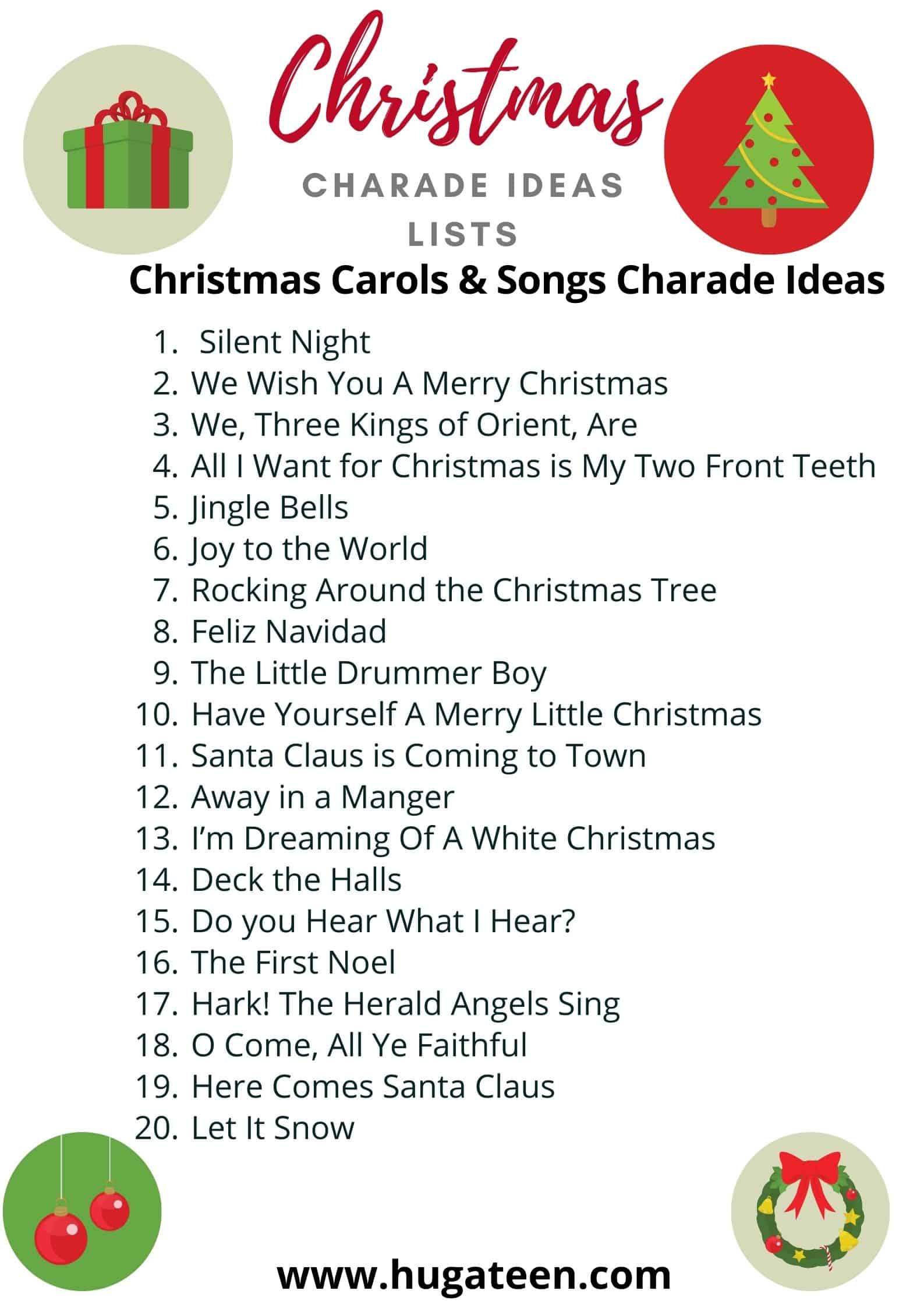 Christmas Carols & Songs Charade Ideas