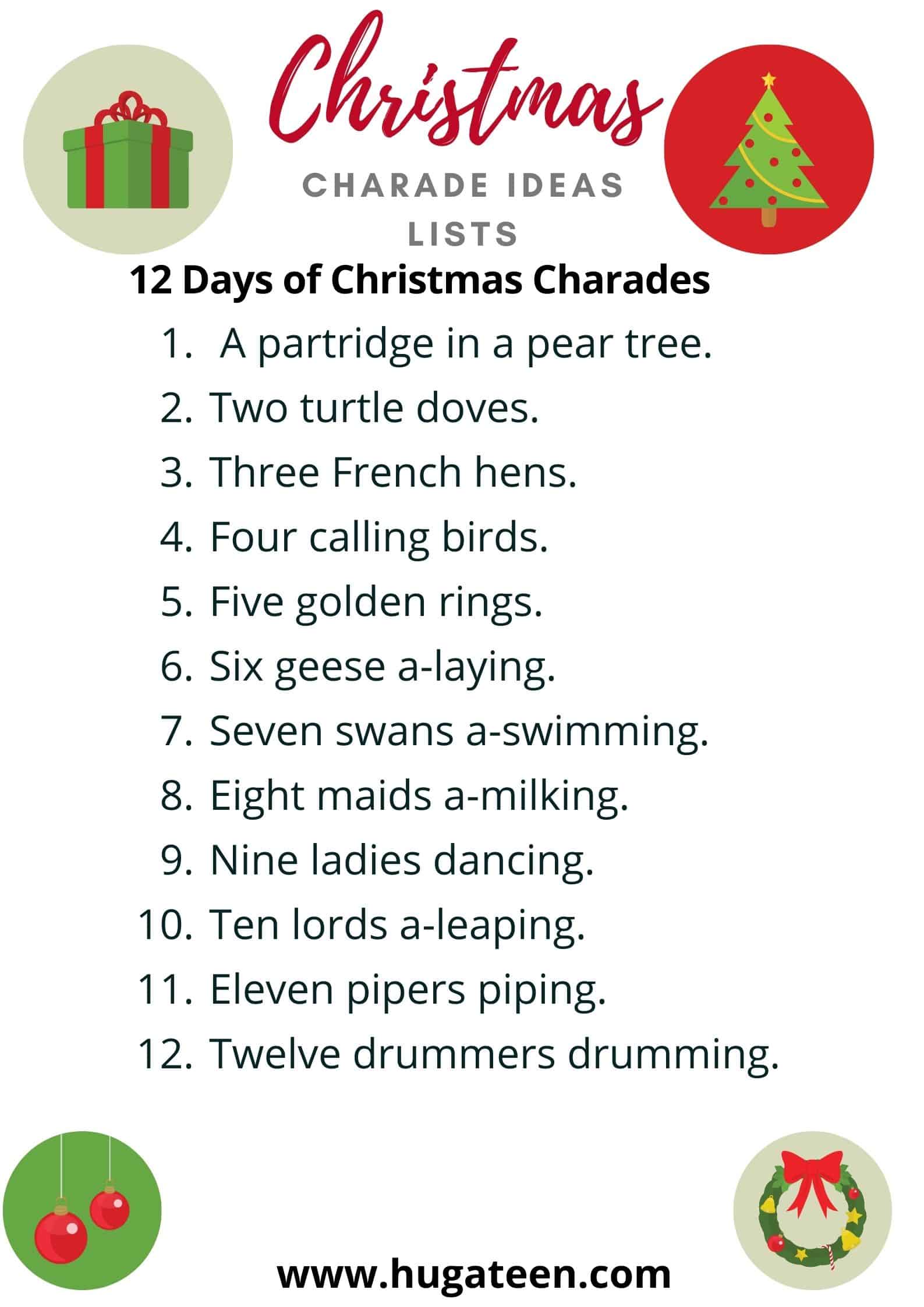 12 Days of Christmas Charades
