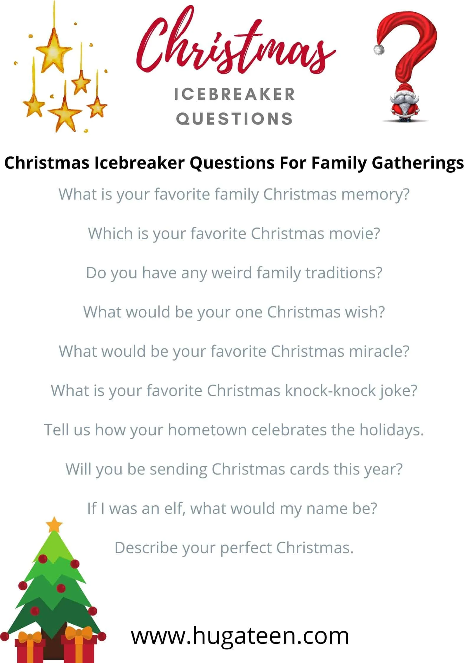 Christmas Icebreaker Questions Family Gatherings