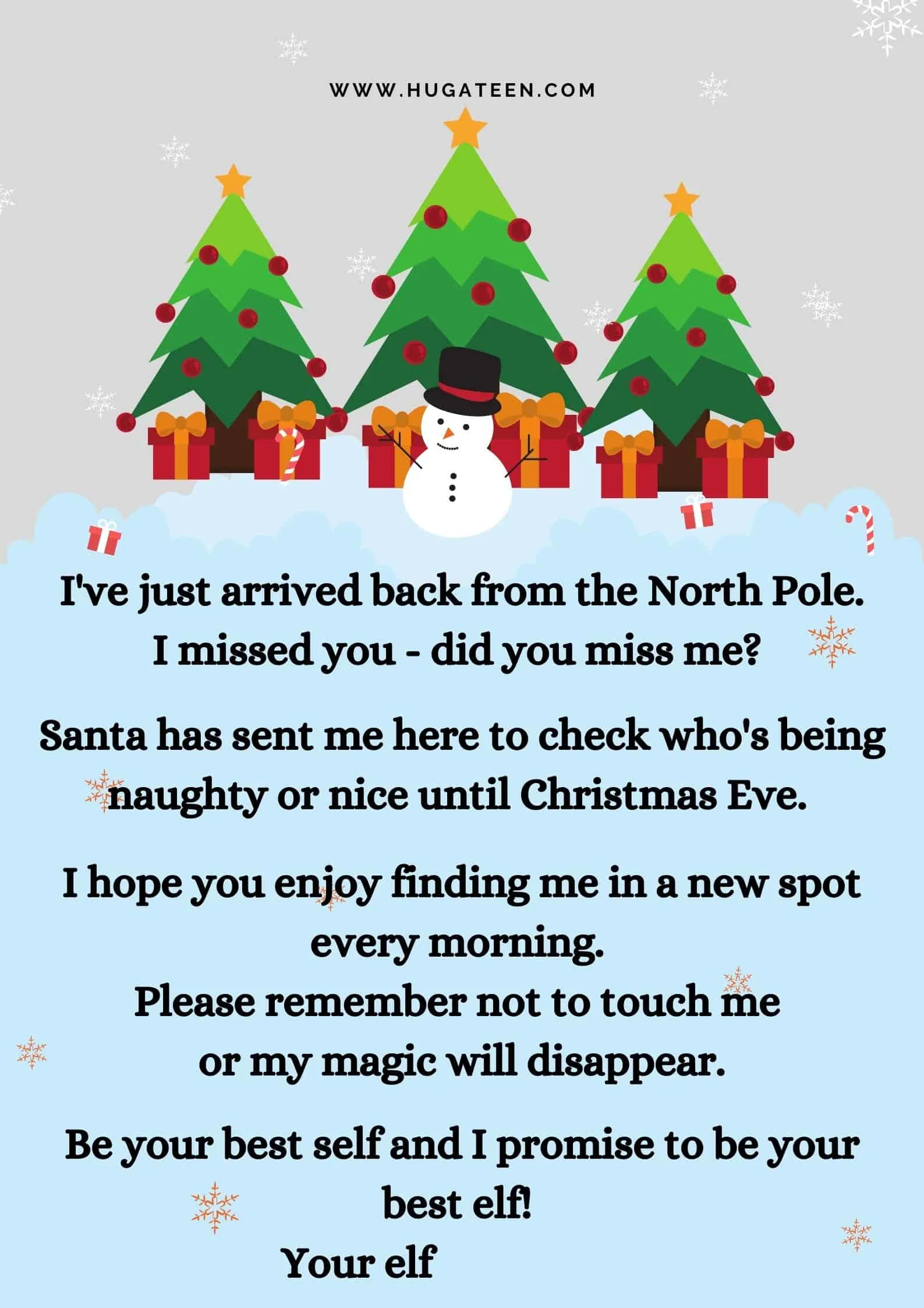 returning elf on the shelf letter