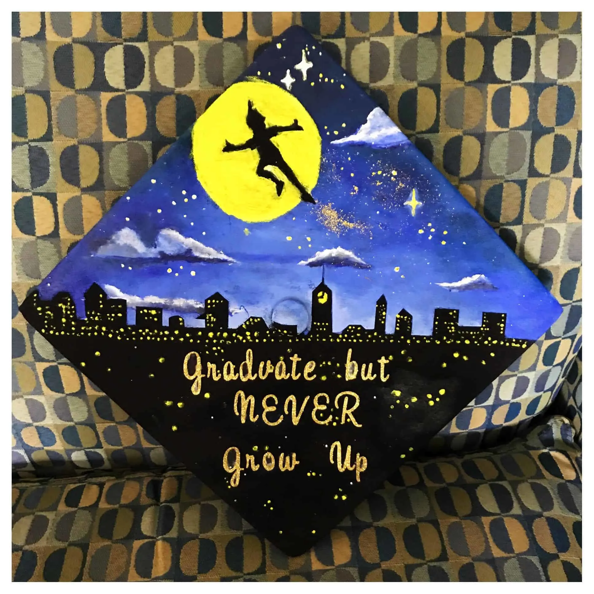 Handpainted Graduation Cap Peter Pan Quote