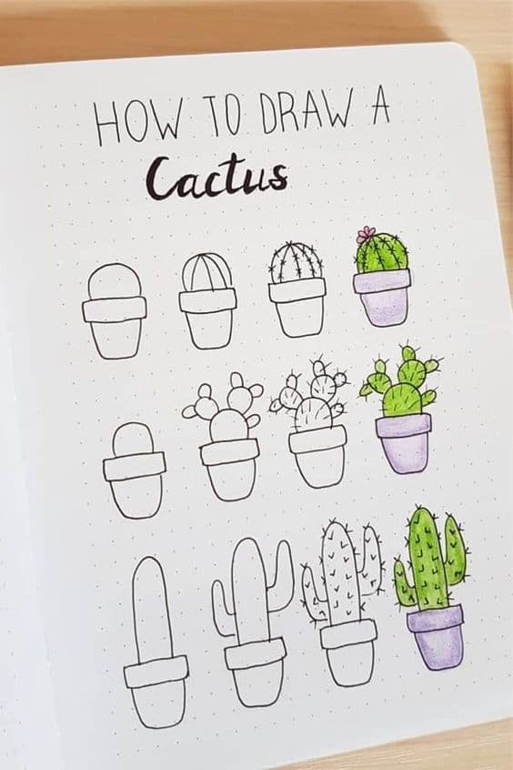 Cactus Bullet Journal Doodles