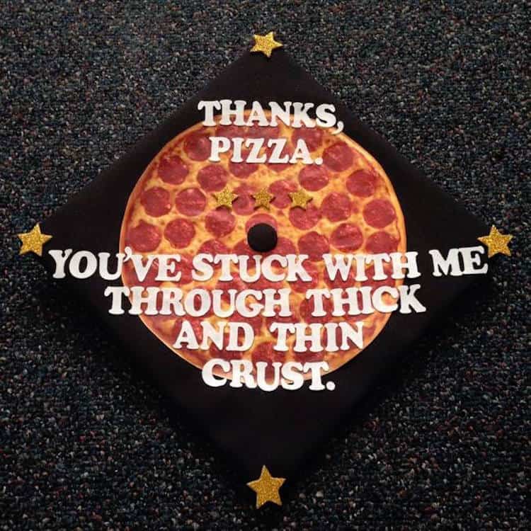 thanks pizza graduation cap