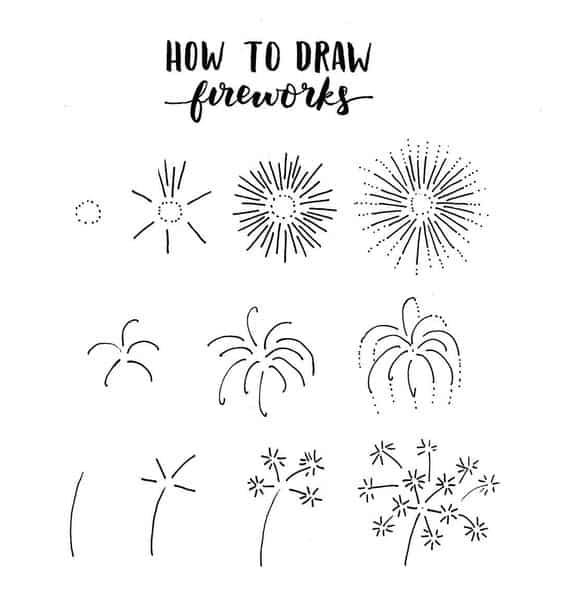 Firework Doodles for Bullet Journals