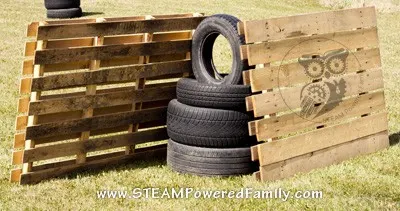 Outdoor tyre and pallet