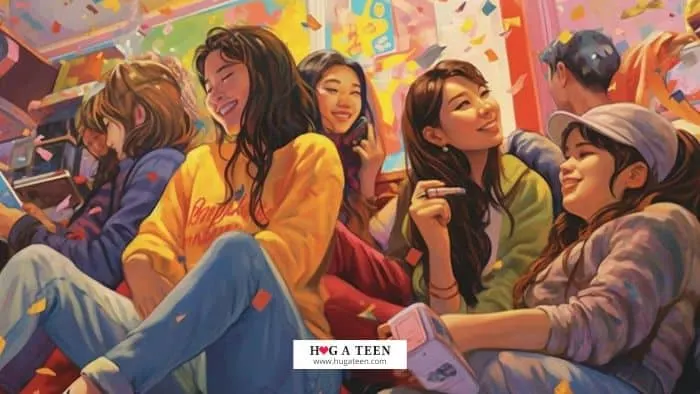 Teens hanging out at the mall with friends