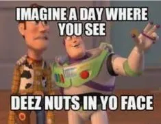Imagine a day where you see Deez nuts in your face. 