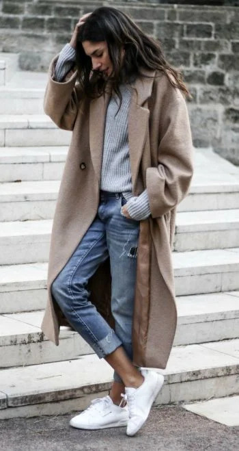 boyfriend jeans with coat