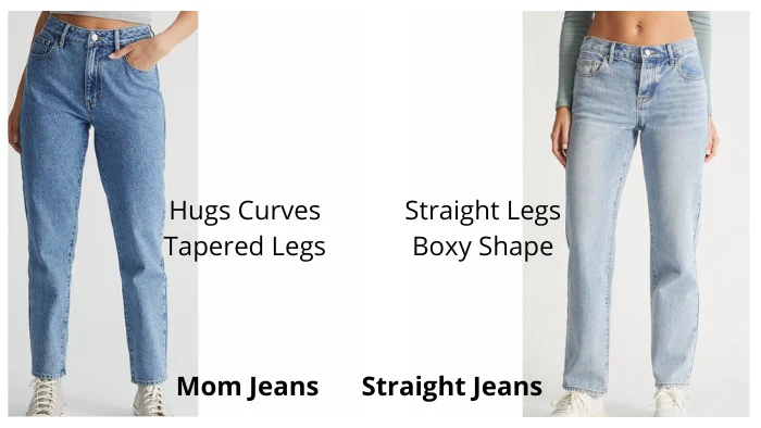 Difference between mom on sale jeans and straight leg