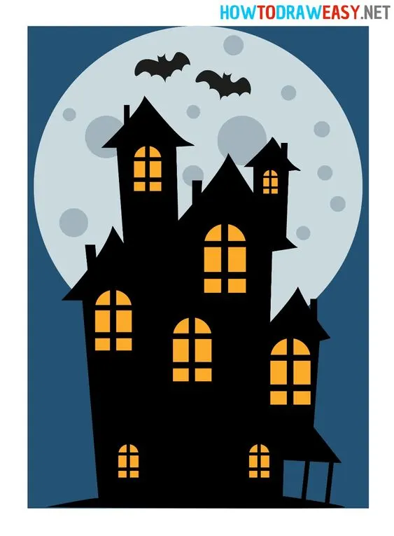 Haunted House - Spooky Halloween Drawings