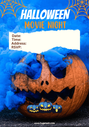 Blue Modern Scary Pumpkin Invite