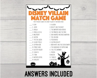 Disney Villian Match Game