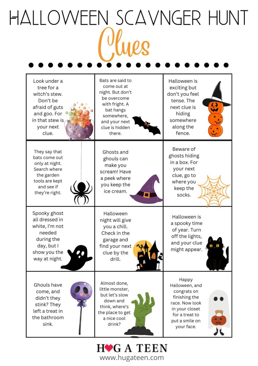 50+ Halloween Clues For Scavenger Hunt (Free Printables!)