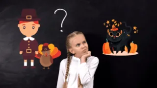 Young girl contemplating Thanksgiving Would You Rather Questions