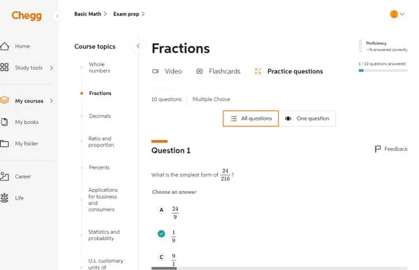 chegg fractions