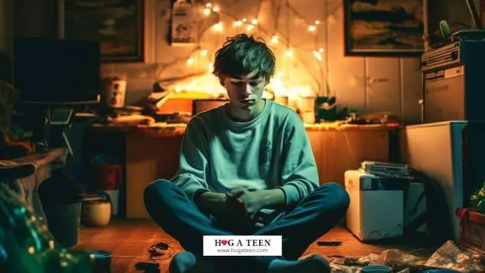 A teenager sitting alone in a room showing the effects of marijuana use