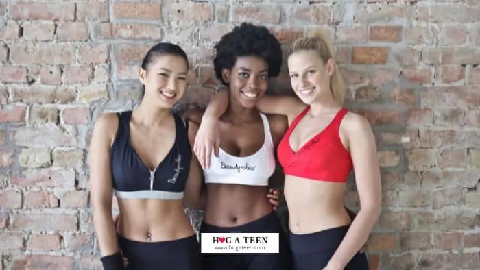 Teen girls wearing different styles of bras