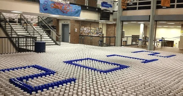 cups in hall senior high school prank