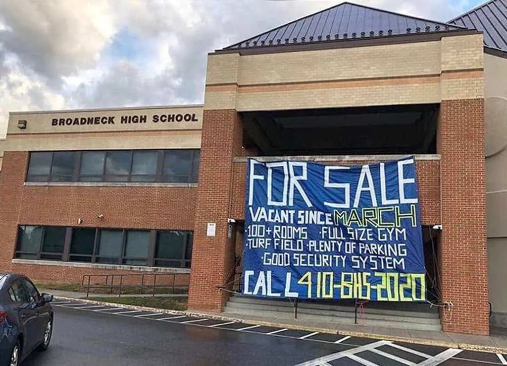 senior high school prank for sale sign