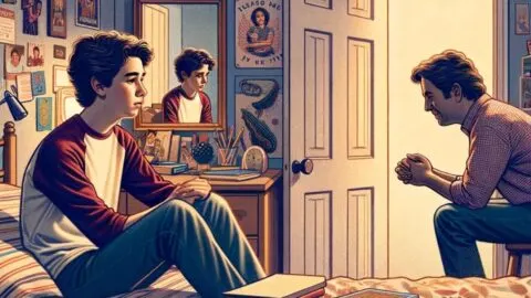 Why do kids talk to themselves - father talking to son in bedroom