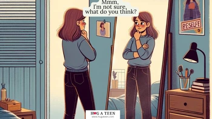 is it normal for teens to talk to themselves - teen girl talking to herself in the mirror